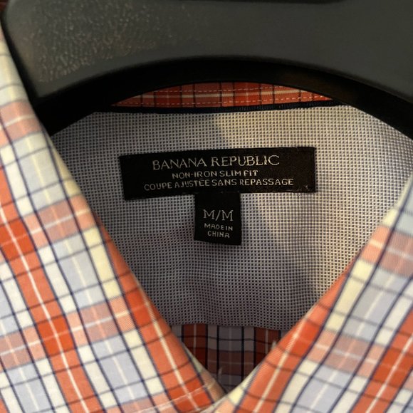 MEN'S BANANA REPUBLIC PLAID DRESS SHIRT, SZ MEDIUM, 15-15.5 - Picture 3 of 5